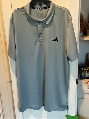 adidas Light Gray Men's Polo with Black Logo